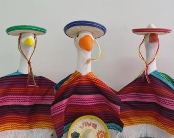 Cinco De Mayo Viva La Fiesta Mexican Sombrero With Poncho 7 Inch Desk Goose Clothes