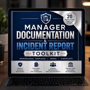 Kit de documentación para gerentes / Formularios de RR. HH. y plantillas de informes de incidentes / Documentación del desempeño de los empleados / Paquete de plantillas editables de Canva