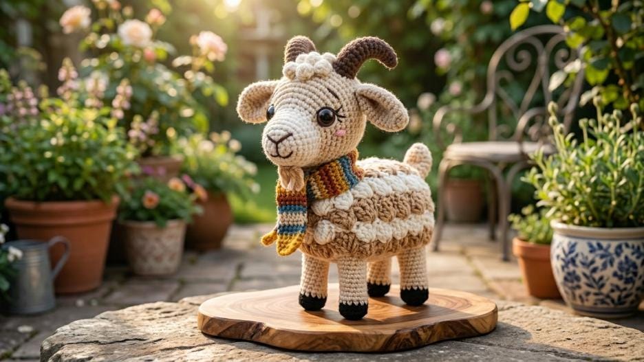 Goat Crochet Pattern | Amigurumi Goat Toy Plushie | Handmade Goat Plush Toy | Amigurumi Stuffed Farm Animal | Crochet...