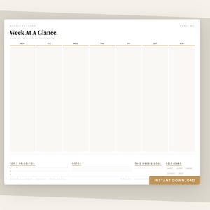 Weekly Calendar Printable | Undated Fillable PDF Planner | Minimalist Aesthetic | Papel Me