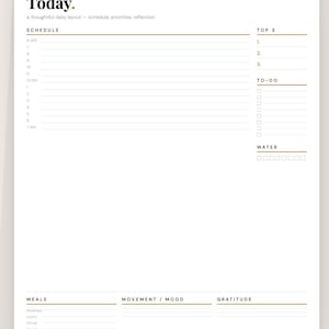 Daily Planner Printable | Undated Fillable PDF | Time Block To-Do List | Minimalist | Papel Me