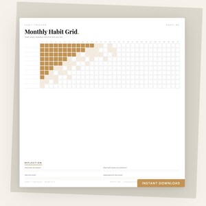 Habit Tracker Printable PDF | Monthly Habit Log | Minimalist Self-Improvement Tracker | Digital Download