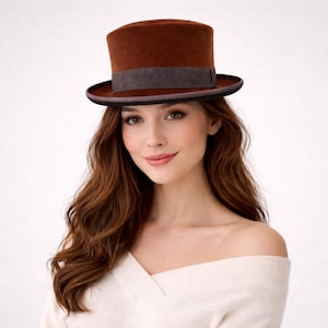 Brown Felt Bowler Hat - Etsy display picture 1