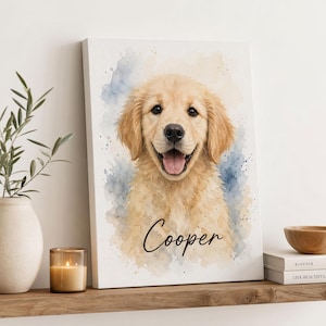 Custom Pet Portrait Photo Canvas, Personalized Memorial Wall Art, Dog ...