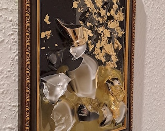 Xerjoff Naxos Luxury Perfume Art Frame Handmade Resin Artwork - Gold & Black Wall Art - Memory Scent Series I