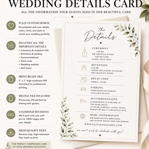 Individuelle Hochzeitsdetailskarte | Personalisierte Hochzeitsinformationskarte | Druckbare Einlegekarte für Hochzeitsdetails | Unbegrenzte Korrekturen | Bearbeitbare PDF-Datei