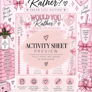 "La vita dei tuoi sogni: cosa preferiresti?" (Scheda stampabile) / Attività di autoriflessione e crescita personale / Divertente gioco di journaling / Download immediato in PDF
