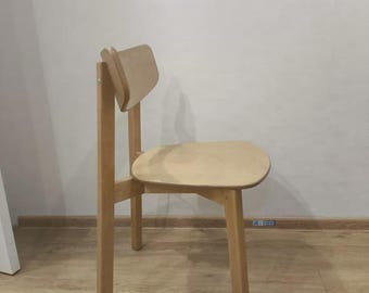 Silla de comedor de madera maciza de 2 piezas, silla de cocina de estilo moderno de mediados de siglo, silla de escritorio nórdica, asiento minimalista de madera, silla lateral ergonómica de estilo bohemio escandinavo.