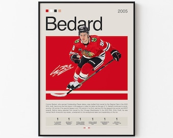 Póster de hockey de Connor Bedard de los Chicago Blackhawks (Descarga digital)