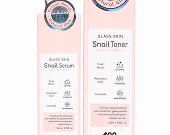 Set de sérum y tónico Dearboo Glass Skin con baba de caracol, ácido hialurónico hidratante y ceramida.