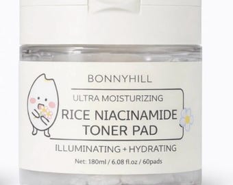 Discos tónicos de arroz con niacinamida de Bonnyhill: ultra hidratantes, iluminadores e hidratantes.
