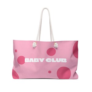 Pink Tote Bag Baby Club - Bolso de Tela Rosa con Lunares Cute Aesthetic Shopper Bag