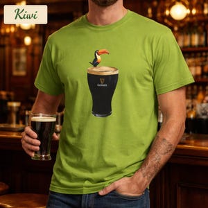 Toucan on Pint T-Shirt | Tropical Bird Guinness Stout Illustration image 2