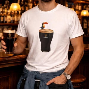 Toucan on Pint T-Shirt | Tropical Bird Guinness Stout Illustration image 7