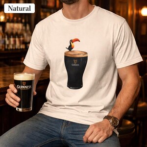 Toucan on Pint T-Shirt | Tropical Bird Guinness Stout Illustration image 3