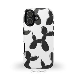 Balloon Dog Phone Case Aesthetic Black And White Cute Trendy Girls Gifts for Her Womens Teens Android MagSafe iPhone 15 16 17 Plus Pro Max