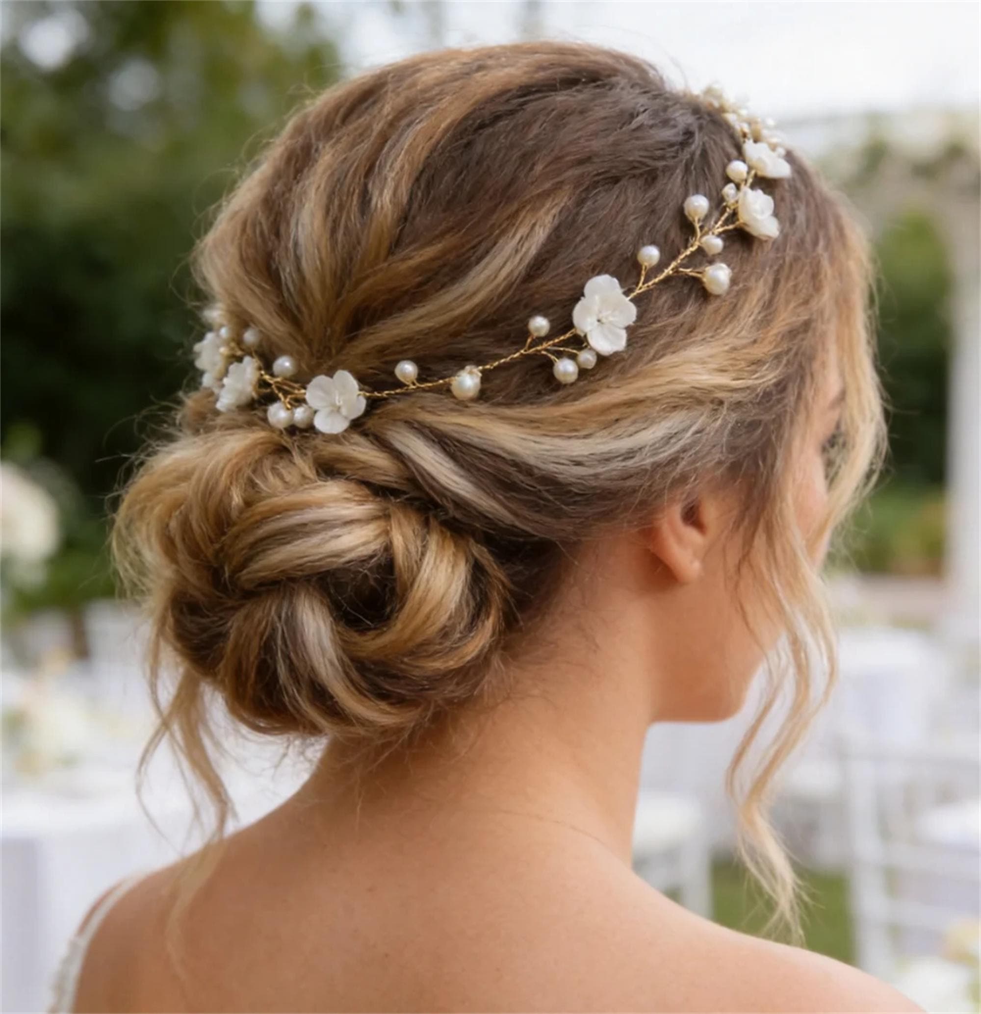 Pearl Bridal Hair Vine, Floral Wedding Hair Accessory, Gold Bridal Headpiece, Pearl Flower Hair Piece, Boho Bride Headband, Wedding Gift