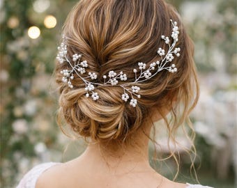 Ręcznie robiona perłowa wianek do włosów dla panny młodej, kryształowy dodatek do włosów w stylu boho