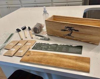 5 Pack Bonsai Tree Starter Kit Indoor – DIY Mini Tree Growing Kit with 5 Seeds & Tools, Beginner Friendly Bonsai Garden Set with Wooden Box