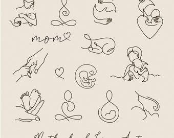 Muttertag Mutter Mutterschaft Linie Kunst Druck, Mutter Baby Illustration, Kinderzimmer Dekor (Digitaler Download)