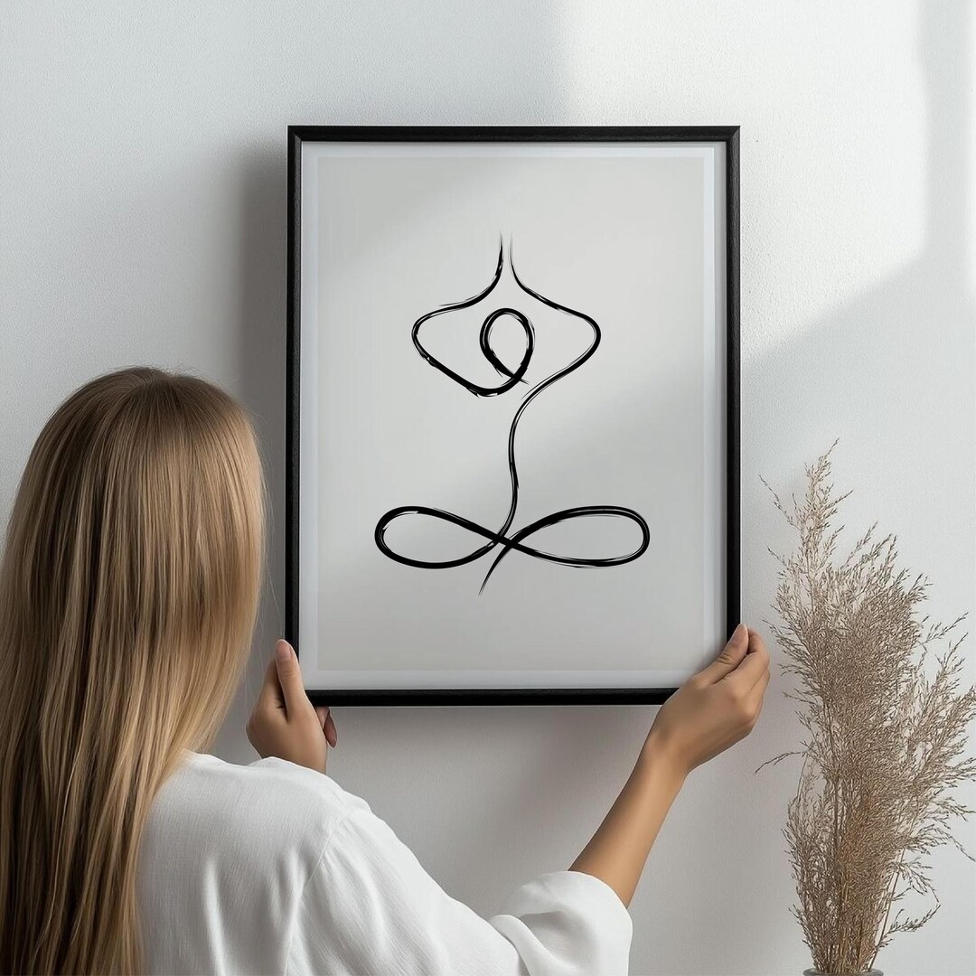 Minimalist Yoga Line Art Print, Zen Meditation Wall Decor (digital ...
