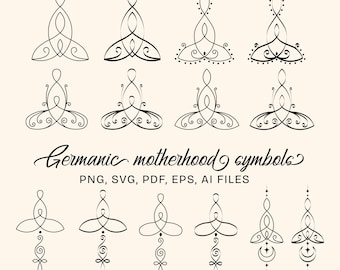 Paquete de símbolos germánicos de maternidad en formato SVG / Diseño de tatuaje de nudo celta madre-hijo (descarga digital)