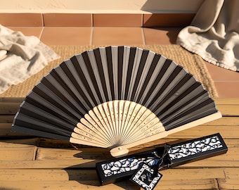 Wachlarz ślubny | Składany jedwab | Upominek dla gości | Pudełko prezentowe dla gości