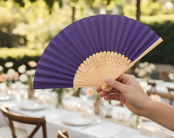 Recuerdos de boda personalizados: abanico plegable de papel hueco colorido, tela de sándalo, regalo para la fiesta nupcial.