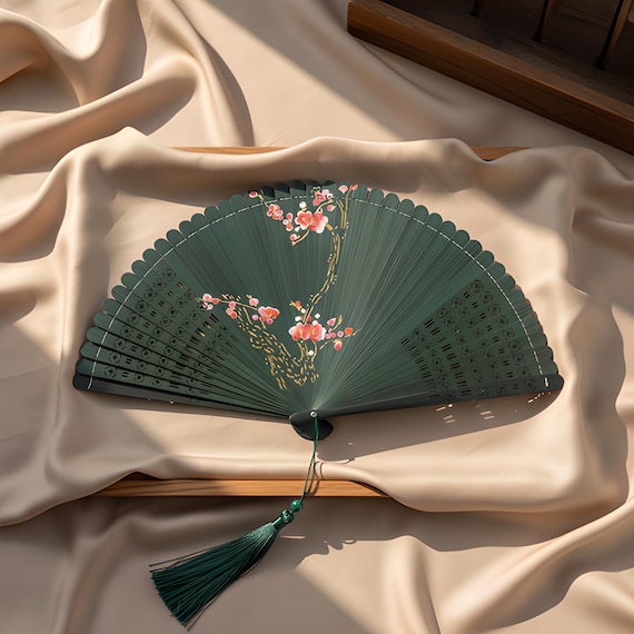Bamboo Hand Fan | Folding Floral Print | Chinese Style Accessory | Summer Wedding Gift