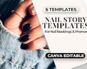 Nail Salon Instagram Story Templates | Editable Canva Nail Tech Stories | Nail Booking & Promo Pack | Beauty Business Marketing Templates