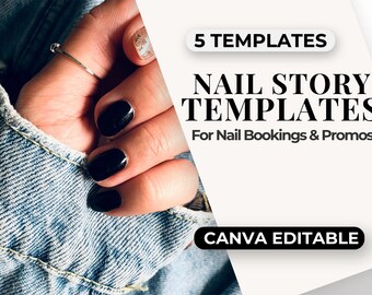 Modelli per storie Instagram di saloni di bellezza / Storie modificabili per onicotecniche su Canva / Pacchetto prenotazioni e promozioni per unghie / Modelli di marketing per attività nel settore della bellezza