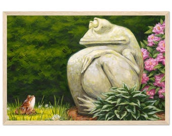 Giant In The Garden – klassieke houten ingelijste poster van mat papier