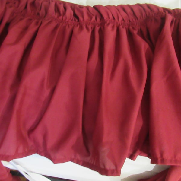 BEDSKIRT Dust ruffle Queen king with 15" drop Red / Maroon  cotton elastic back no need to lift mattress new old stock  Stretchy Bed skirt