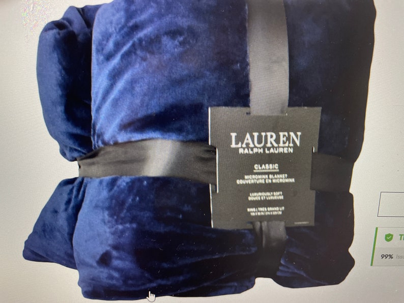Ralph Lauren Navy Blue King Size Blanket 90 X 108 100% Plush Mink ...