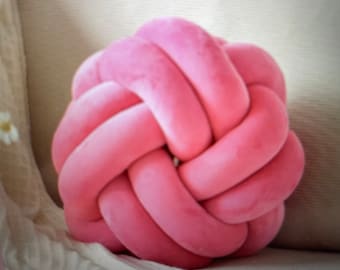 Home decor throw pillows - Knot pillow ball 8" Pretty pink ball to decorate your room