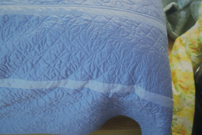 Bedspread Quilt King sz Cornflower Blue quilted w Satin trim Etsy