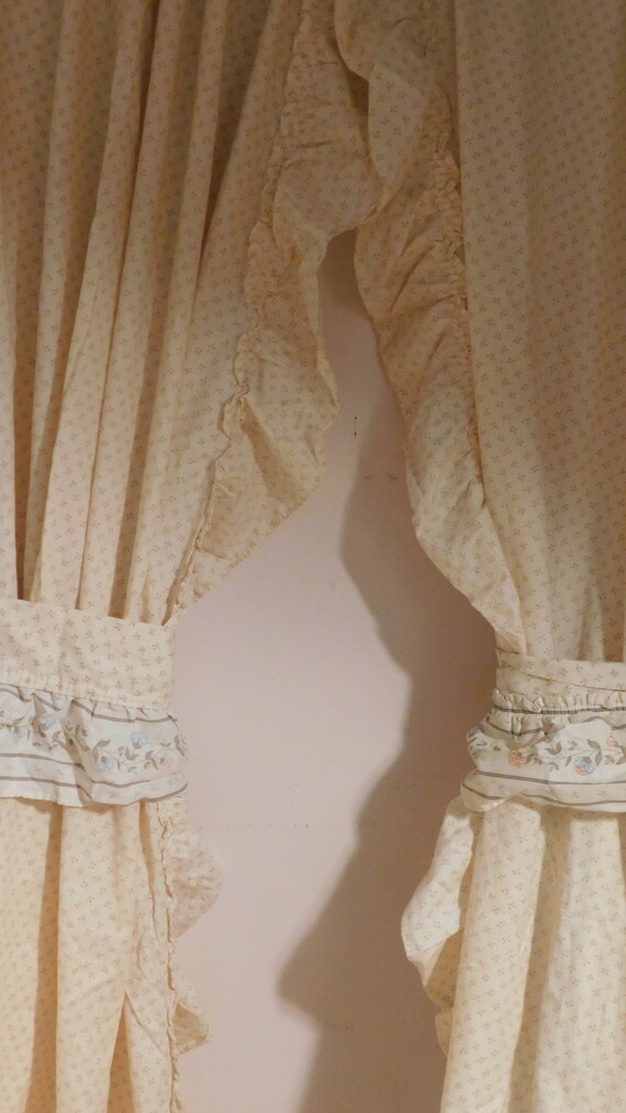 Drapes 4 Panels Unlined Sears Washable Cotton W Tie Backs Etsy