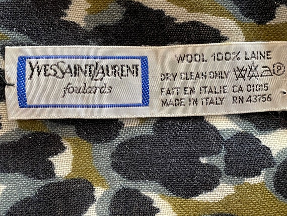 YvesSaintLaurent 100% Wool scarf Red w Blue Leopa… - image 5
