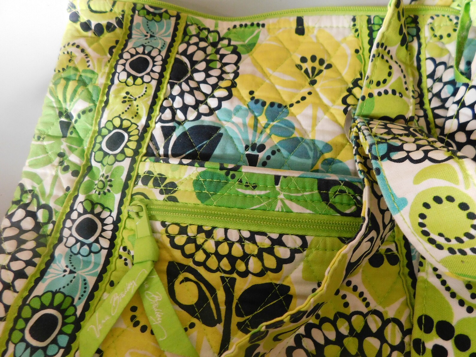 Vera Bradley tote bag Yellow with Lime green shoulder bag Etsy