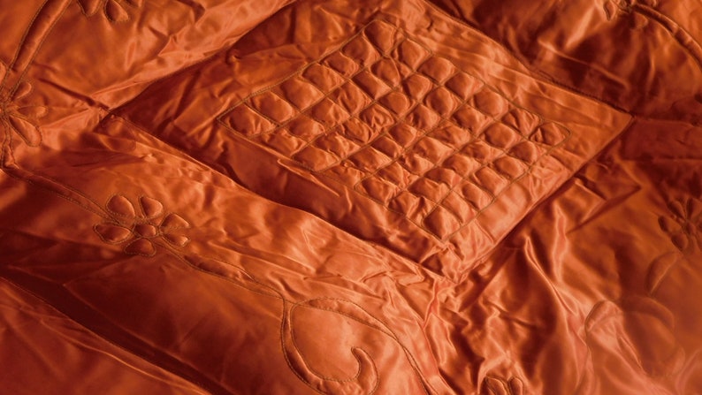 Quilt Bright Orange Comforter Throw Blanket Down Filled 66 X Etsy