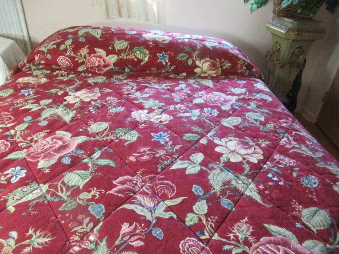 Bedspread Waverly Schumacher Full / Queen Reversible Red W Etsy