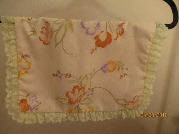 Lingerie bag Pink silk w Lace all around & Flower… - image 1