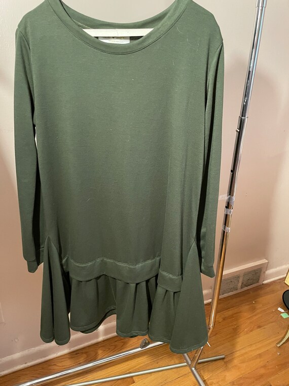 Ladies  Dress Olive Green knit cotton jersey, so l
