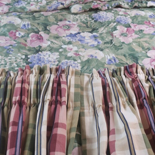 Duvet Blanket cover 3 pc King sz reversible Floral to Plaid Custom Duvet 2 Euro Pillow shams 104