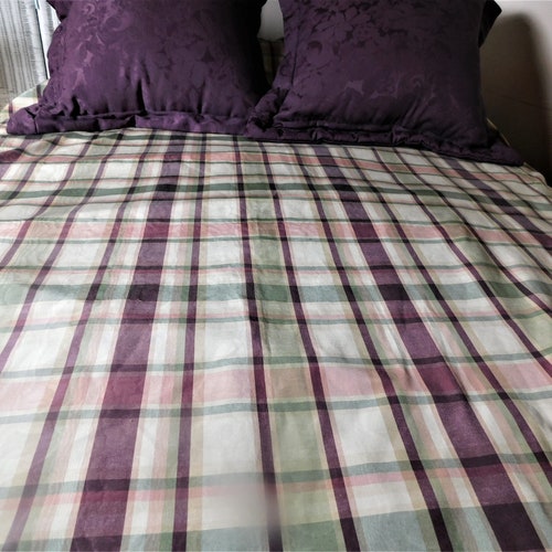 5 pc KingQueen Duvet shops Reversible Plaid to solid 92