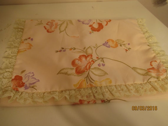 Lingerie bag Pink silk w Lace all around & Flower… - image 7