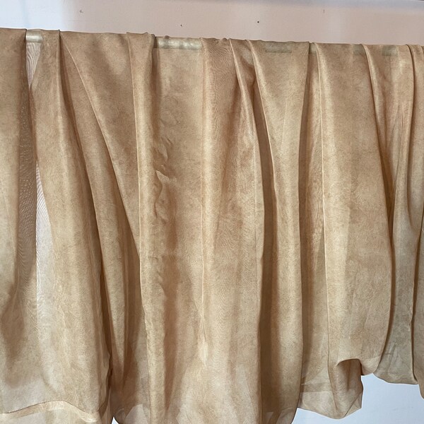 Super Long Silk Window Drape to hang over window like Valance Bronze color w gold braided cord doubled over 57" w x 120" Pure silk Valance