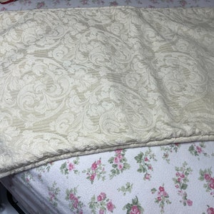 Off white Pillow sham heavy cotton w round edging Paisley design white on white 20 x 36&quot; King sz off white  Sham raised Paisley design