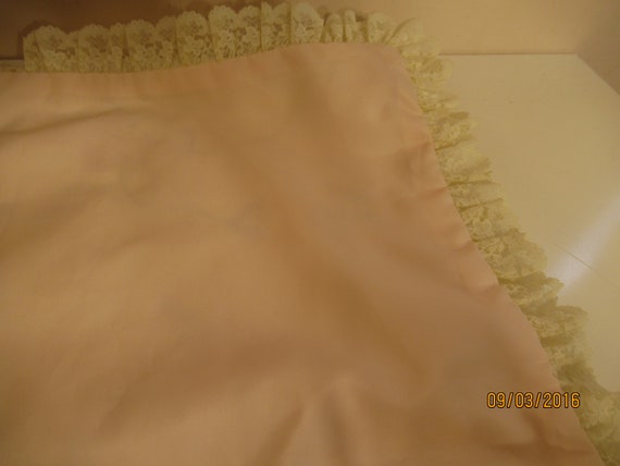 Lingerie bag Pink silk w Lace all around & Flower… - image 10