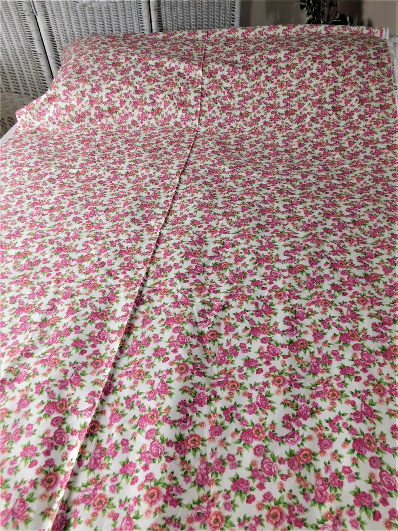 sold per yard. Simply gorgeous cotton fabric pink roses buttercream designed in Ohio 44 x 104 2.8 yards new old stick jo ann fabrics